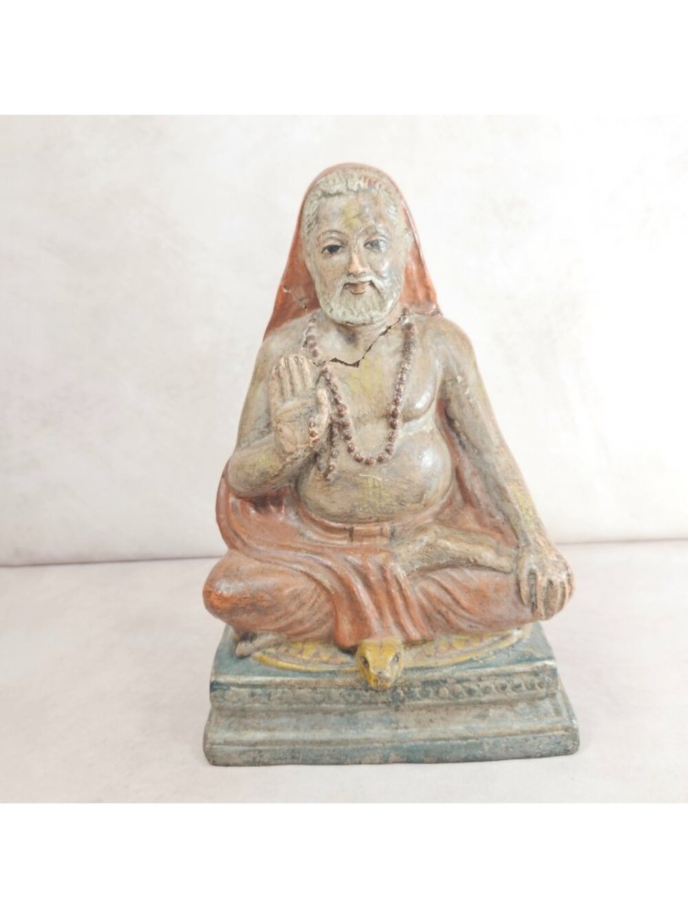 Antique Style Hindu Sage Statue Blessing Hand Handcrafted Devotional Room Altar